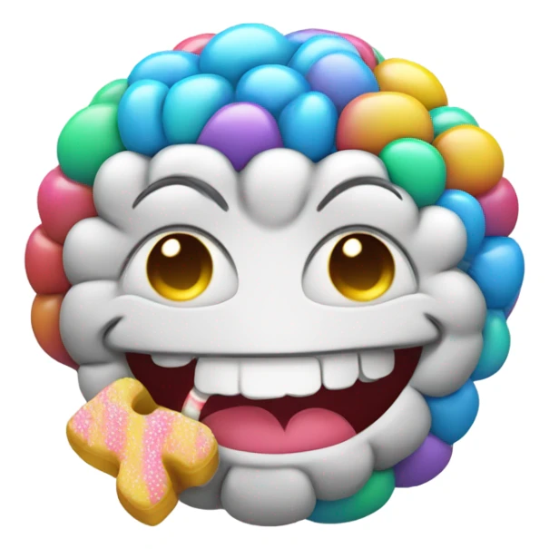 Happy brain with a candy in Its mouth sticker