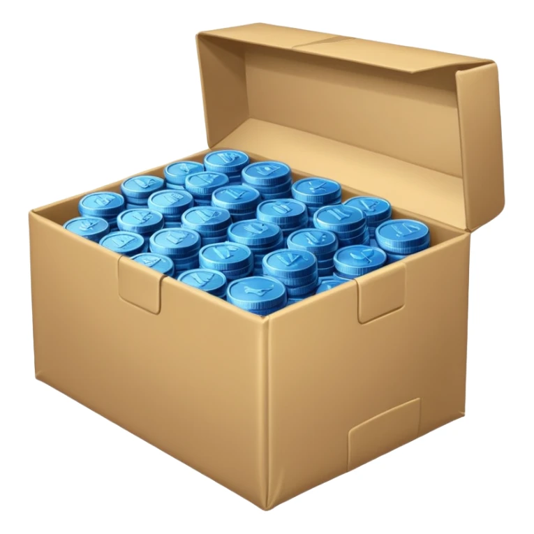 blue coins credit in a package sticker