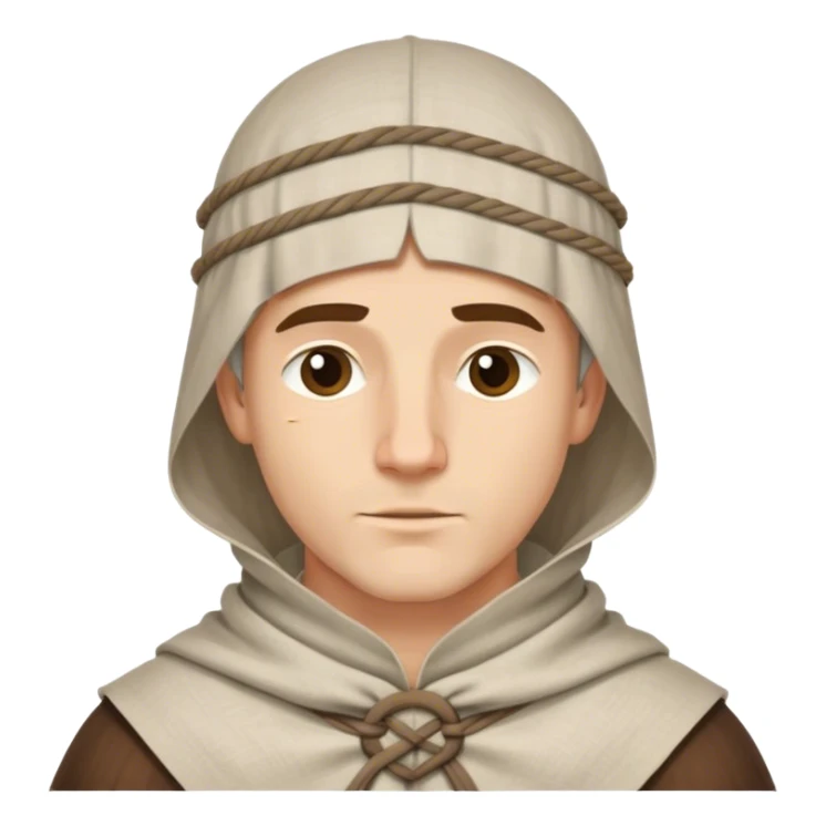 Medieval male linen coif tied under chin sticker