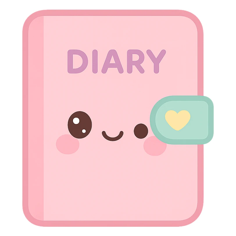 a pink diary, kawaii style sticker