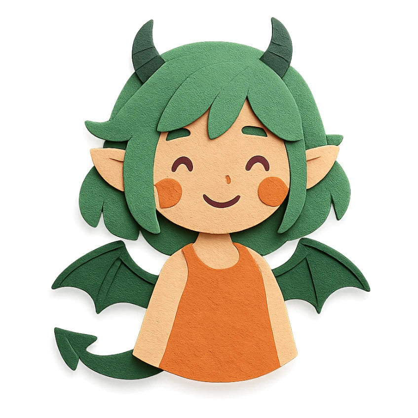 cute dragon girl with green hair sticker