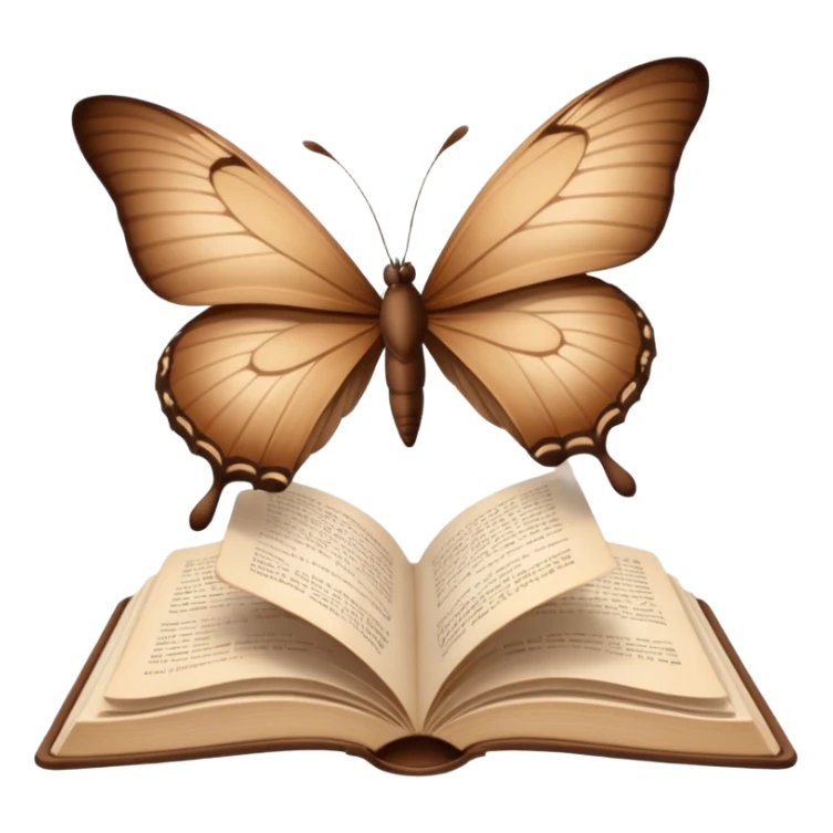 Beautiful brown butterflies fly out of an open beige book sticker