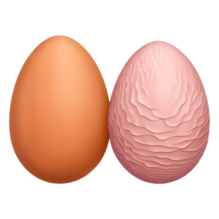 two skin tone peachy beige-pink egg shaped balls/spheres, both same size and same color, add a bumpy, loose, wrinkly skin texture with folds to both.  sticker