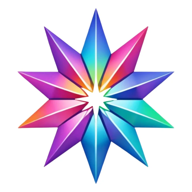 give me a 9 pointed star, multiple colors, very vibrant sticker