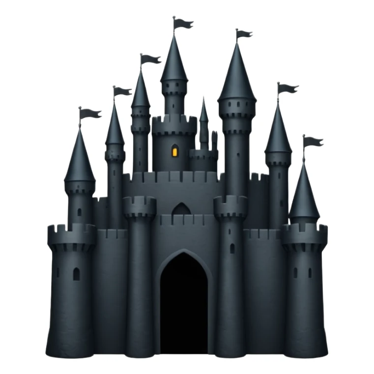 iOS emoji, minimal dark fantasy, black castle silhouette, flat sticker