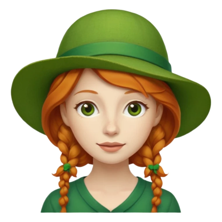 charming ginger woman with a green artist hat sticker