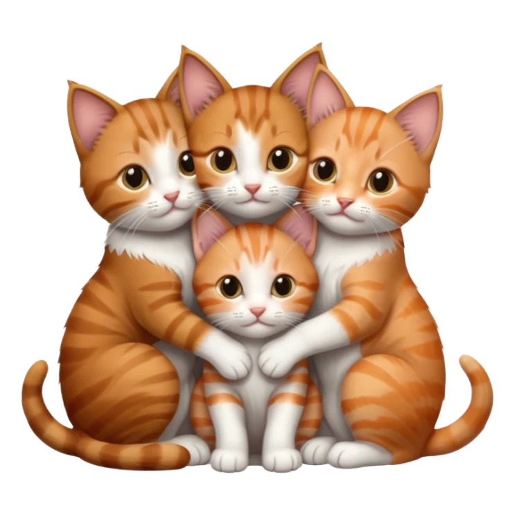 3 kittens cuddling together all different colours, the first one is grey and white, the second is ginger and white and the third is brown tabby and white sticker