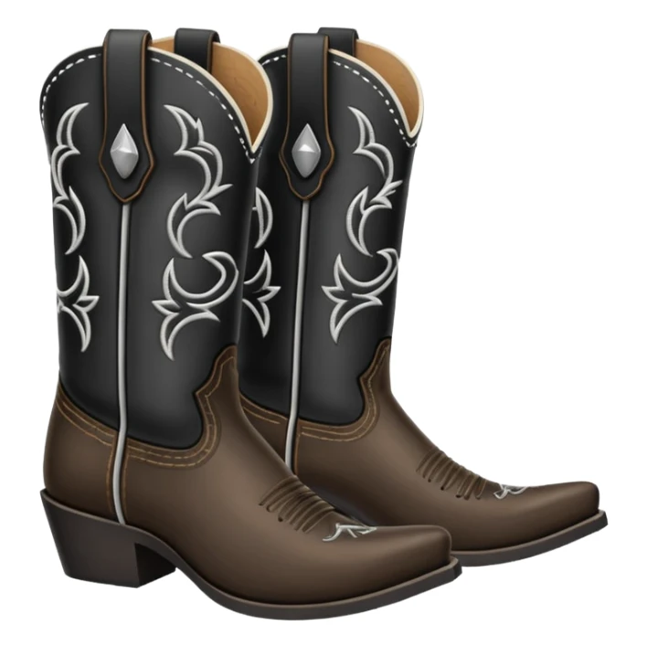 black cowboy boot with white detail sticker