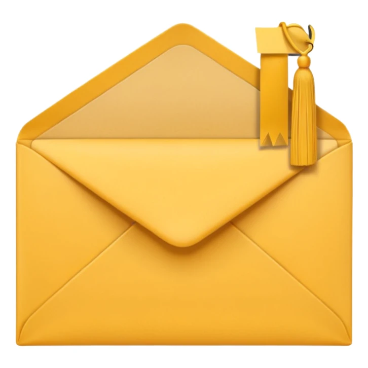 A simple emoji-style icon of a yellow manila envelope with subtle paper texture, clean edges, and a small graduation NUMBER  2017 group-photo icon on the front, representing class memories and archived academic records. sticker