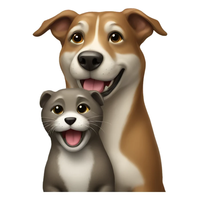 Dog loving an otter  sticker