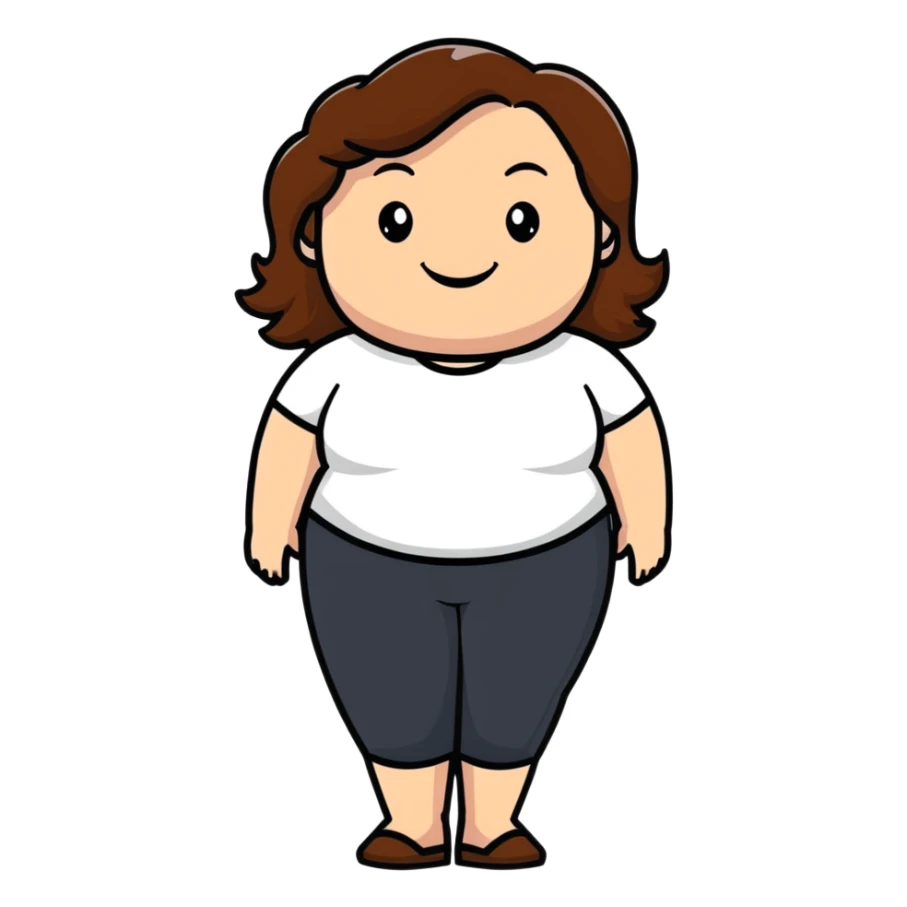 plus-size white woman with brown hair, smiling sticker