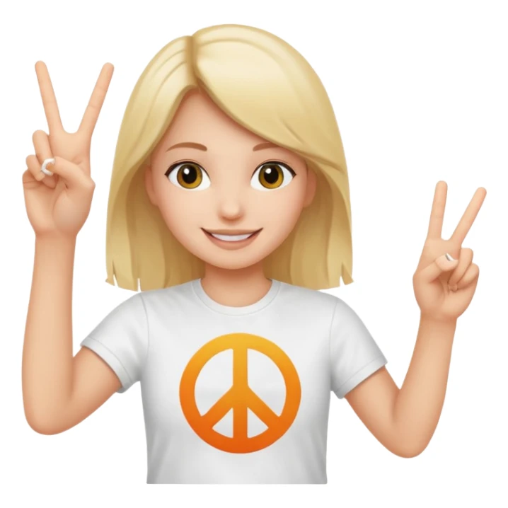 smiling girl with peace sign\ sticker