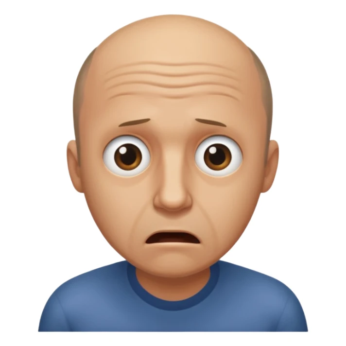 balding man in fisheye lense stressing out sticker