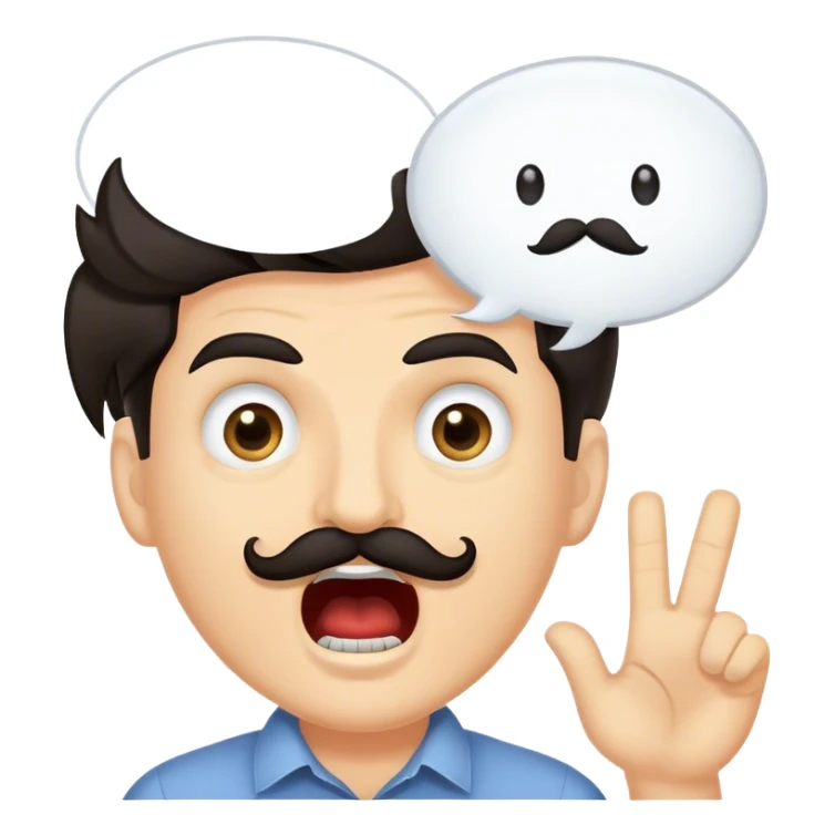 Random guy with light skin dark hair and eyes with a mustache screaming  the word FABIAAAN all in upper case in a Speech bubble  sticker