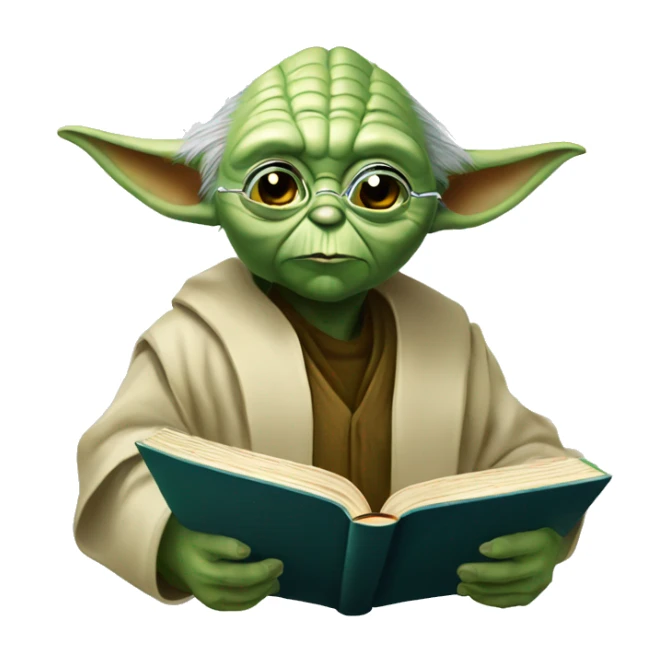 Master Yoda with a magnifying glass and a book  sticker