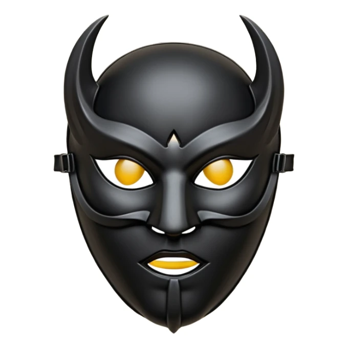 Minimal emoji, gothic mask forged from matte black leather, emotionless expression, smooth heavy surface, subtle leather texture, deep shadows, centered, bdsm slave leather mask sticker