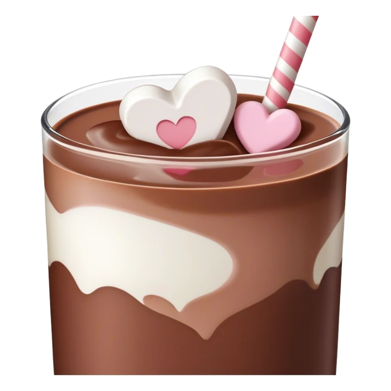 Chocolate milk with heart shaped marshmallows on top sticker