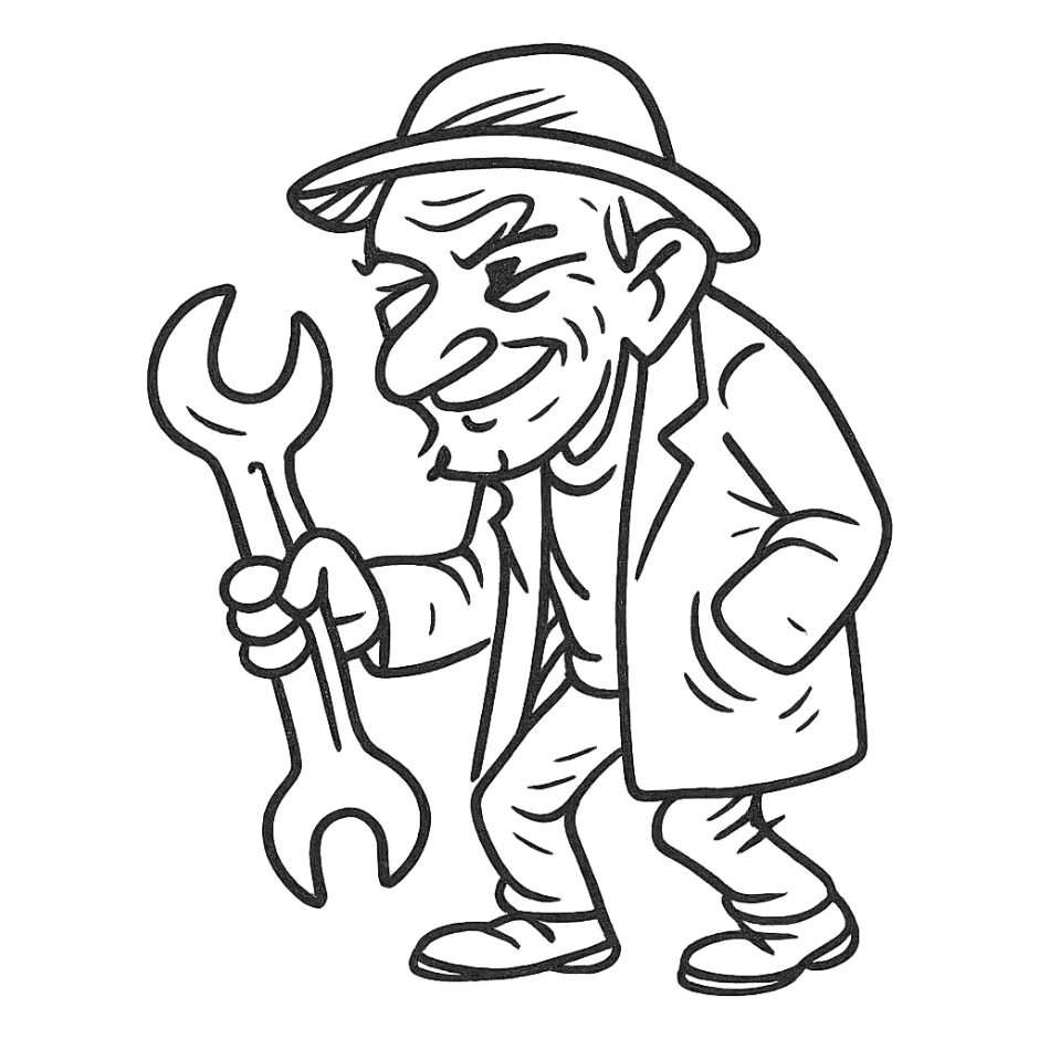 an old charismatic stalker with a big crescent wrench sticker