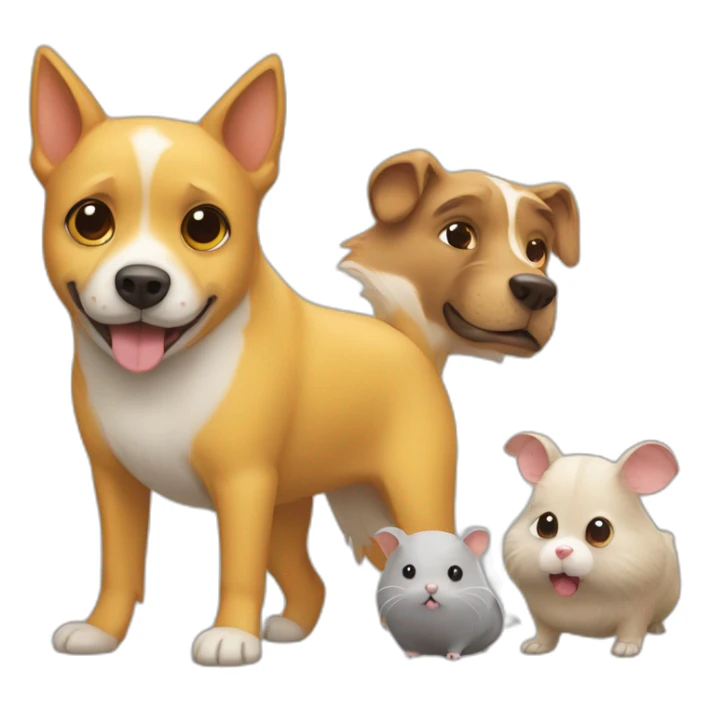 yellow dog, brown dog and a gray hamster sticker