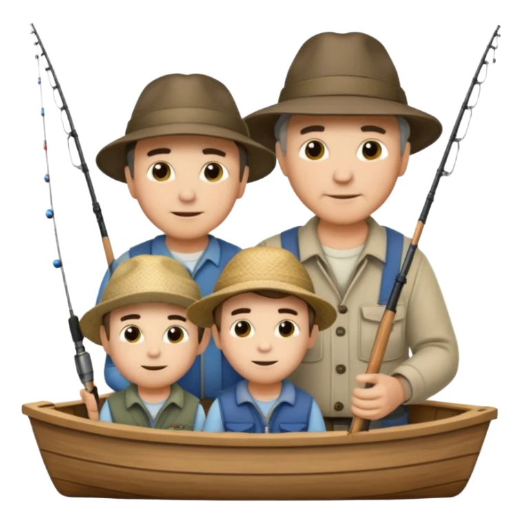 Father and sons fishing on a boat sticker