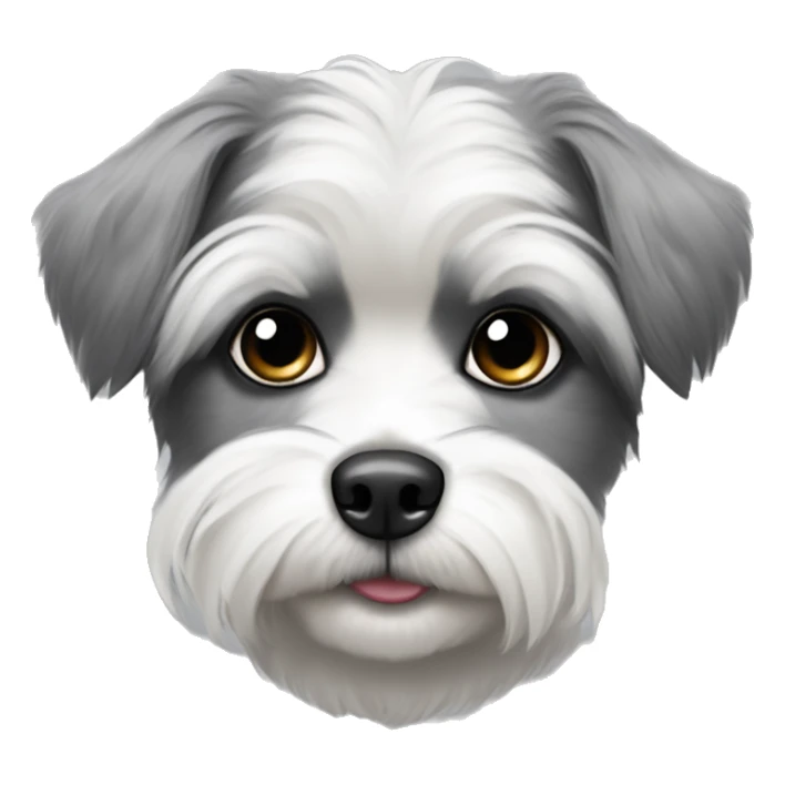 White shitzu crossbreed with gray spitz with black ears and with gray higlights in them black nouse and black whiskers and black eyes sticker