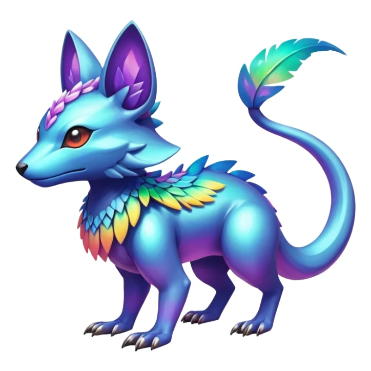  exotic tropical iridescent cyber-Protogen-Fakémon-Pokémon-Vernid-creature sticker