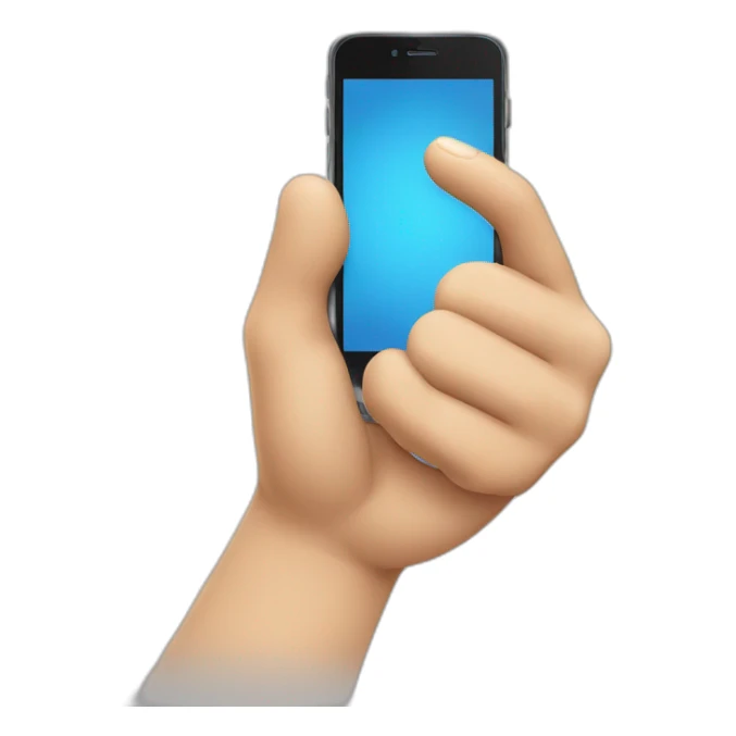 a hand holding a smartphone showing a thumbs up emoji sticker