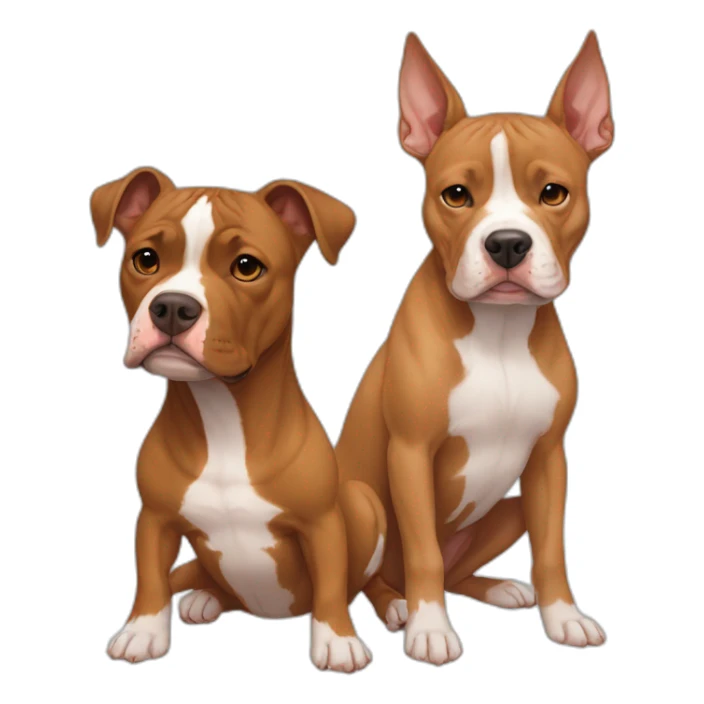 One fawn colored pitbull looks like a deer with white stripe on her face next to one copper colored pitbull boxer sticker