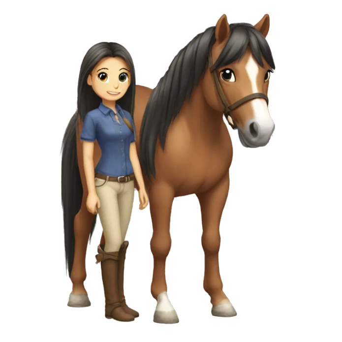 poney tail girl and horse sticker