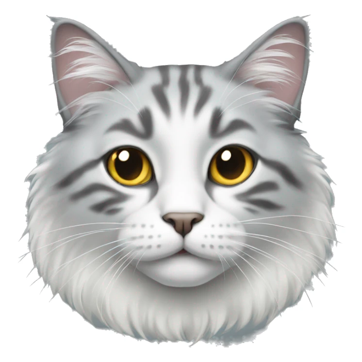 Long hair white/gray cat sticker