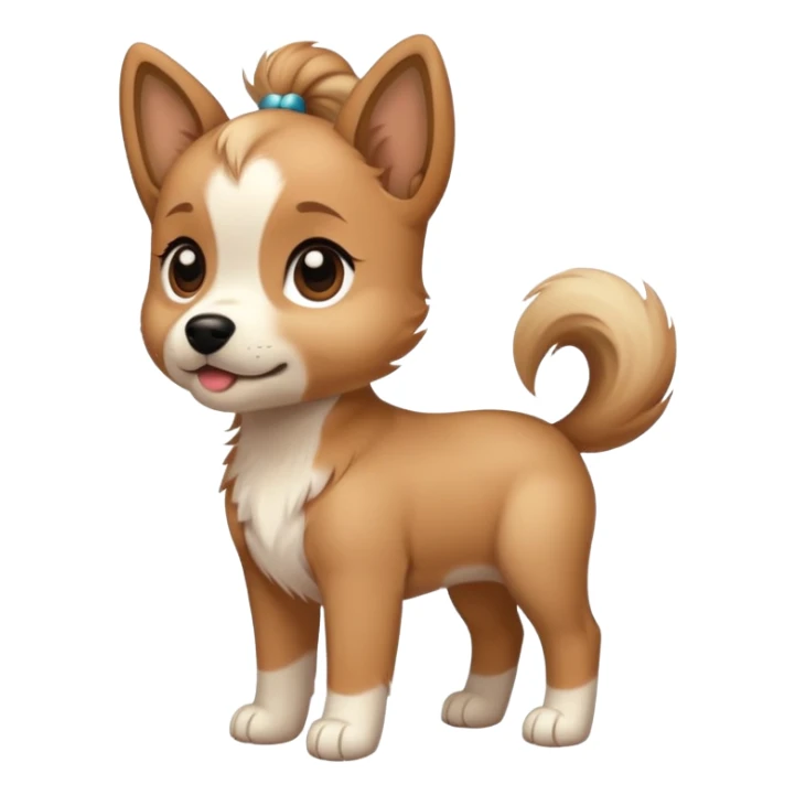 Puppy with high ponytail sticker
