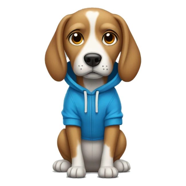 Dog wearing a blue hoodie sticker