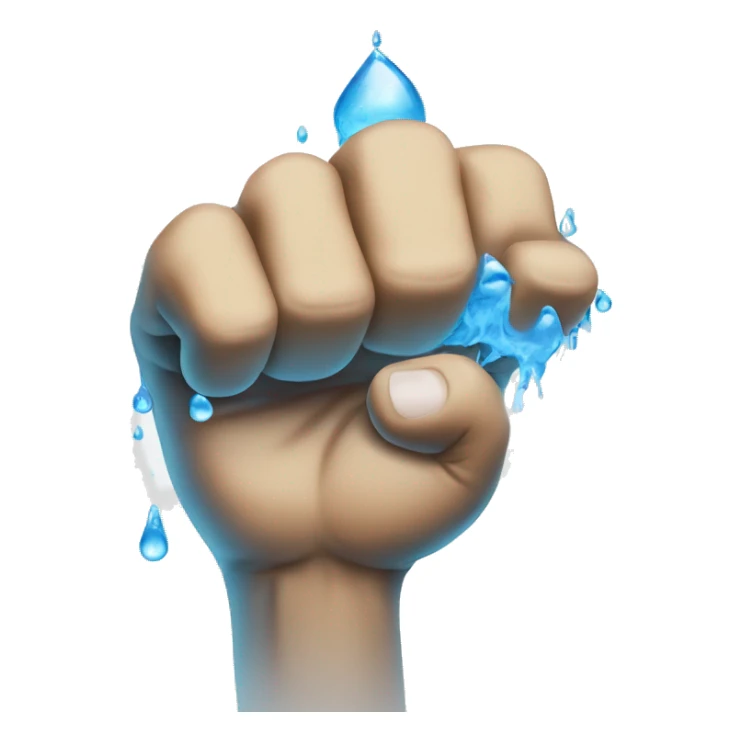 a fist with water droplets coming out of it sticker