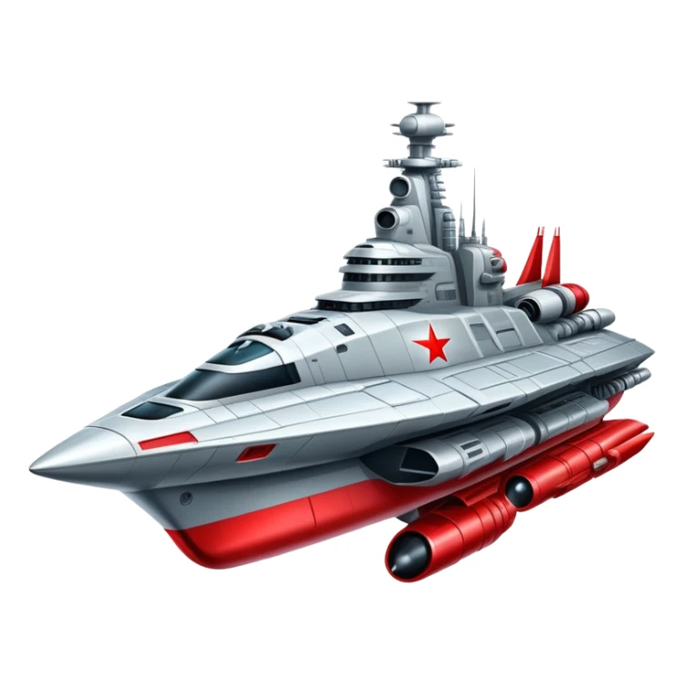Futuristic Russian battle cruiser spaceship with red star insignia sticker