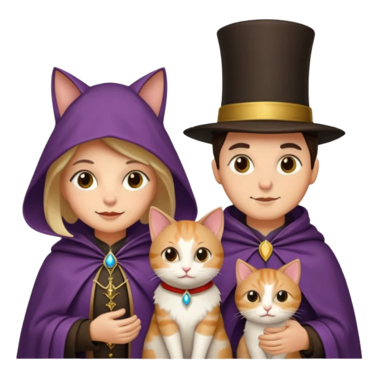 magician couple and their pet cat sticker