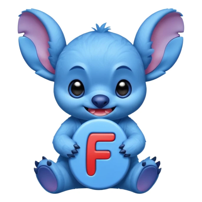 Cute Stitch with the alphabet f sticker