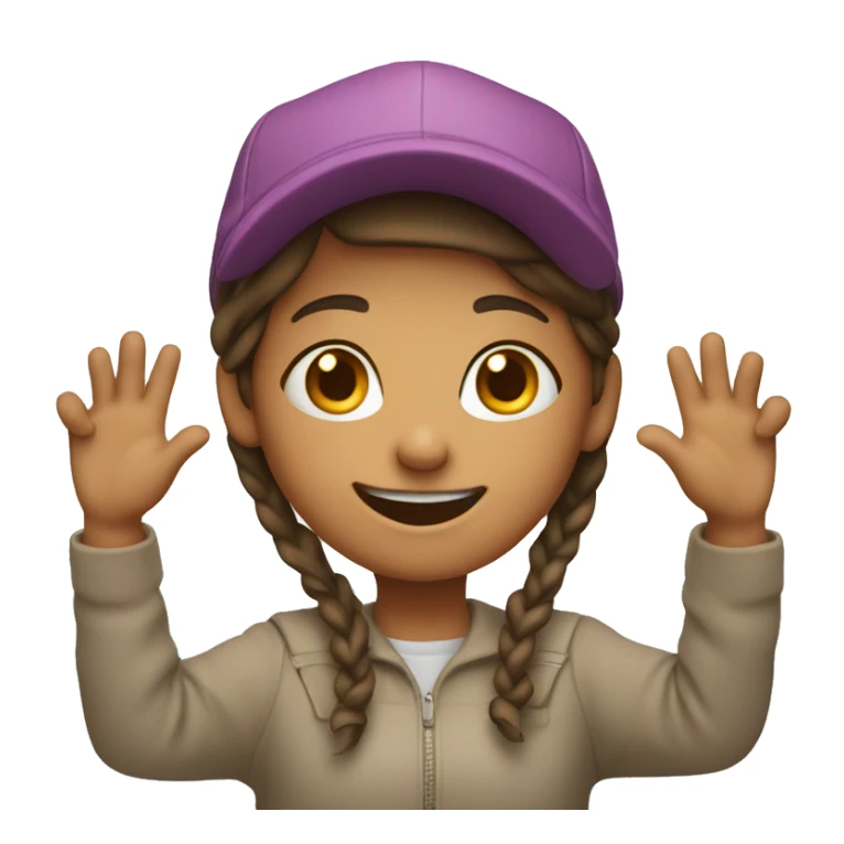 happy girl with cap and hands up sticker