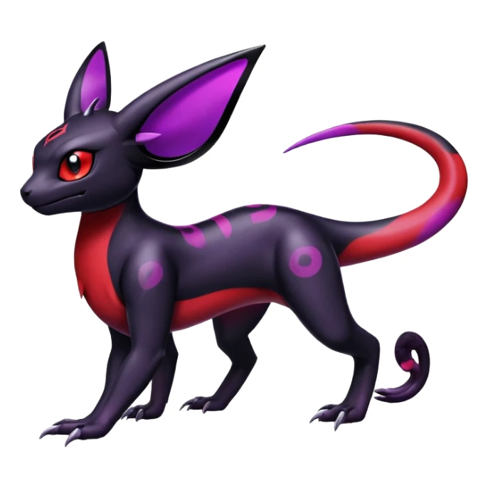 Guilmon-Salandit-Umbreon-Fakémon-hybrid-creature (full body)  sticker