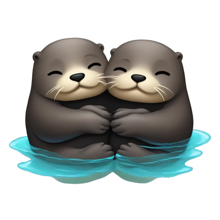 otters holding hands while sleeping on the water with black heart sticker