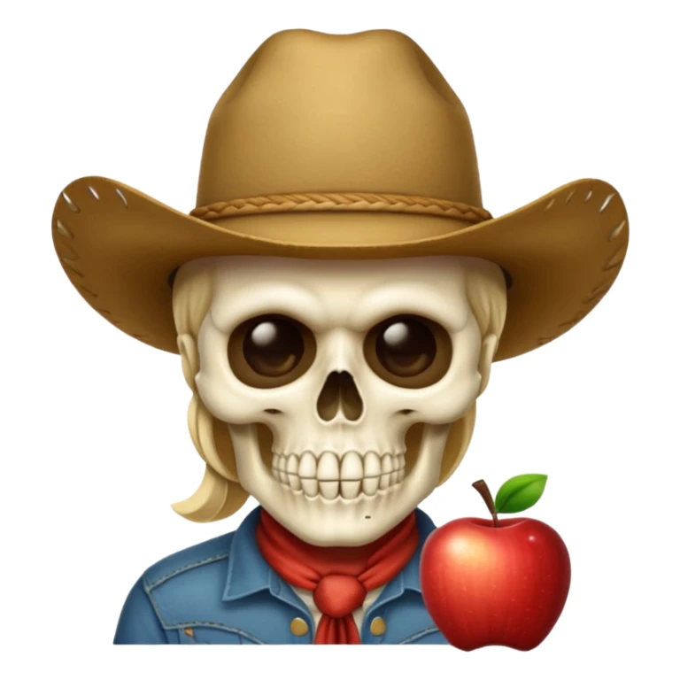 The apple skull, cowboy, and shushing emoji combined into one sticker