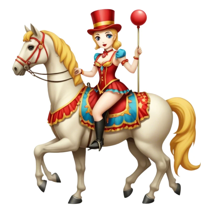 Vintage circus woman standing on horse sticker