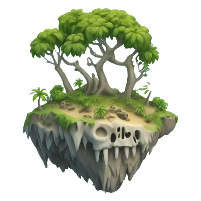 an island made out of skeleton bones sticker