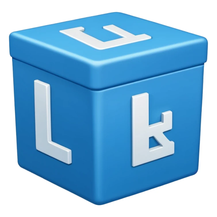The letters L and R in a blue box 2D sticker