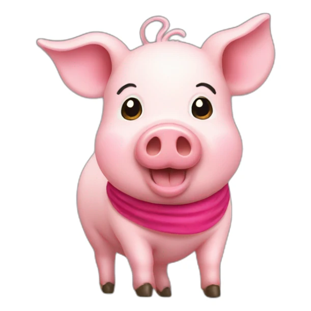 pig with a pink hair tie and red lipstick sticker