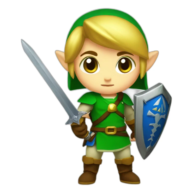 Zelda baby link standing with sword and shield sticker
