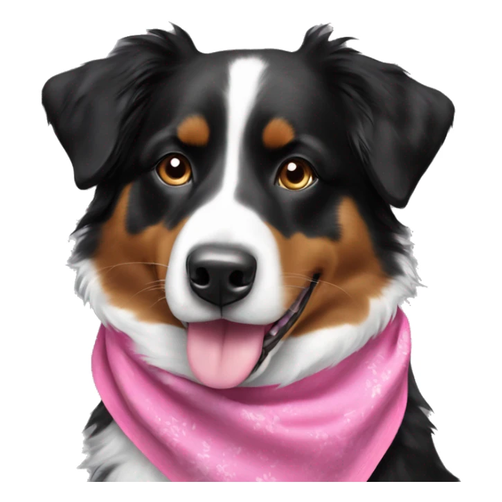 Black tri-colored Australian Shepherd with a pink bandana sticker