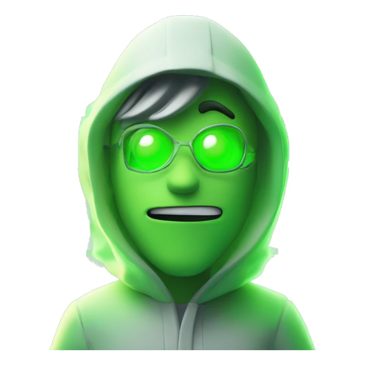 a cartoon character standing in front of a green light, inspired by Milton Menasco, plasma charges, smoky laboratory, edd, transforming into his final form, closeup!!!!! sticker