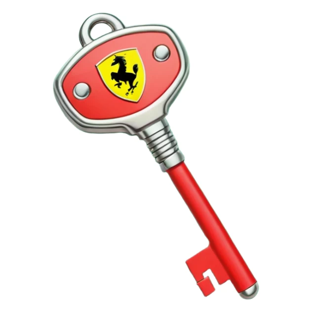 red Ferrari key with a green background sticker