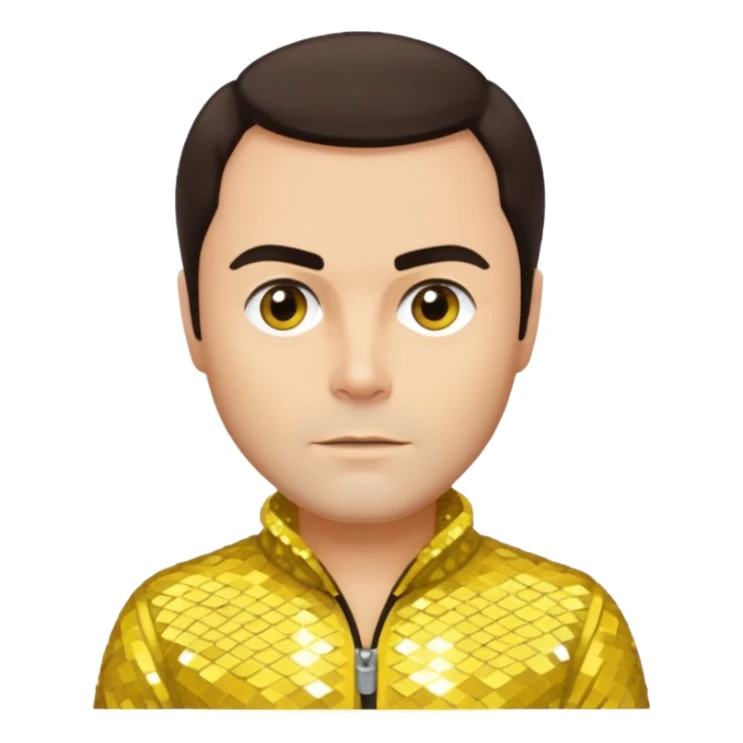 John Saxon with dark brown hair, yellow sequin outfit sticker