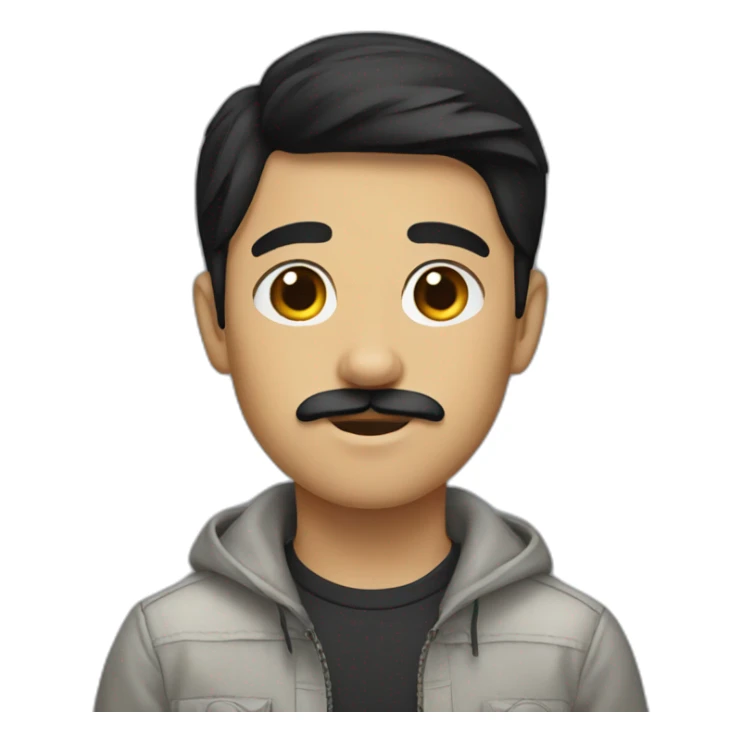 Teenboy with medium Short black hair and mustache sticker